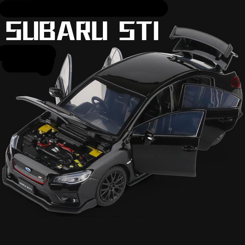 1/32 Модель спортивного автомобиля из сплава Subaru WRX STI Литая под давлением Имитация Металлическая игрушка Модель гоночного автомобиля Коллекция Звук и свет Детский подарок