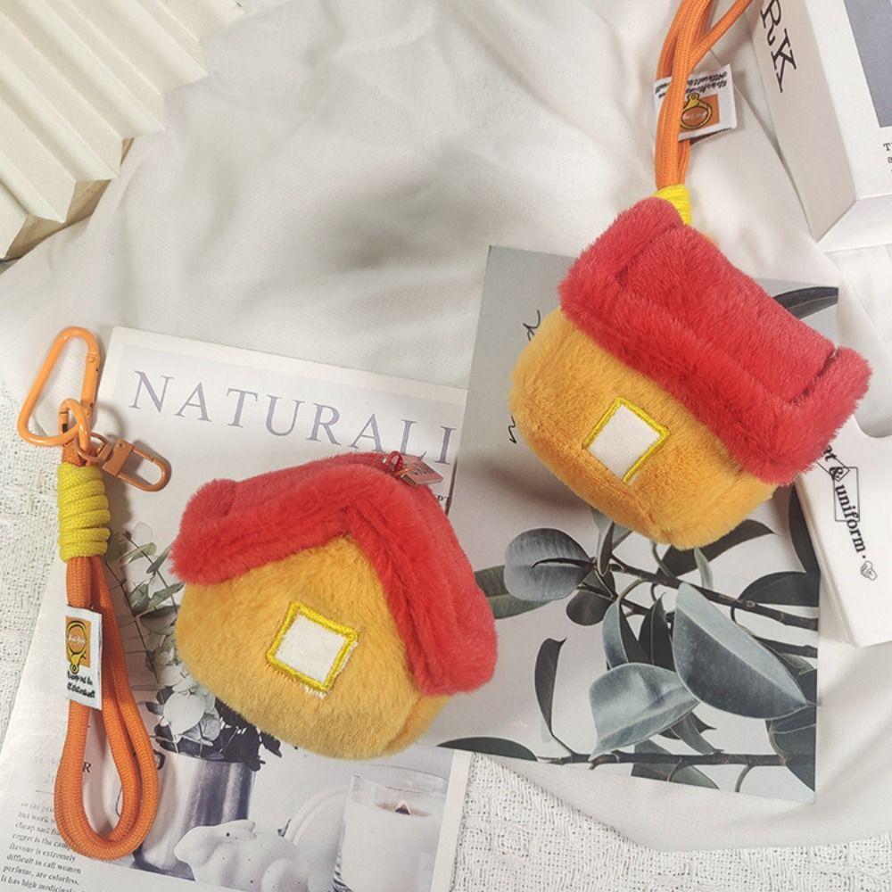 Fluffy Simulation House Plush Toy Jewelry House Car Keyring House Shape Plush Keychain  Home Decor