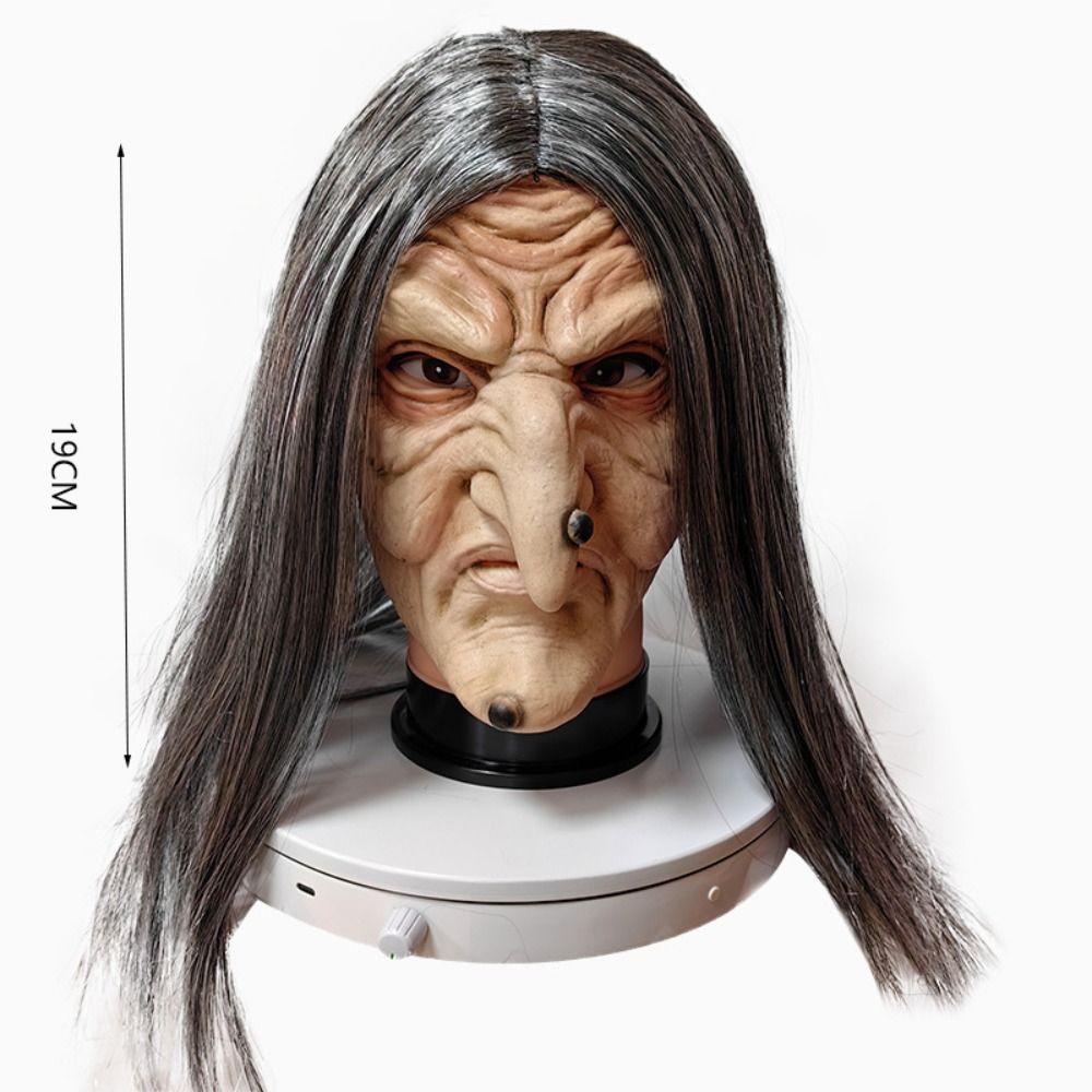 Многоразовый головной убор ведьмы на Хэллоуин из латекса, головной убор для косплея старушек, маска для лица бабушки, наряд