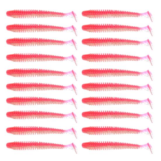 20Pcs Fishing Lures Soft Baits with T-Tail Vibrant Color Mini Size Portable Flexible Fake Lures Artificial Baits