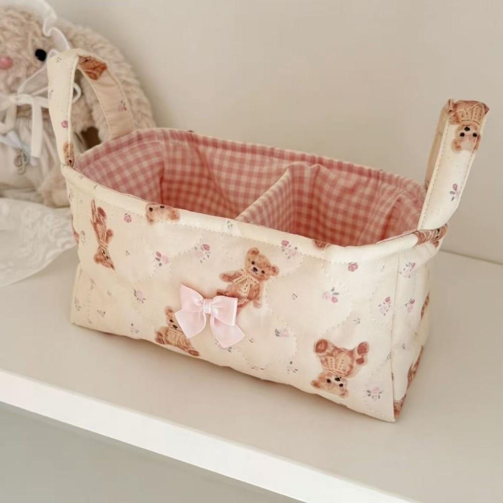 Square Small Quilted Storage Basket Cotton Cosmetic Organizer Sundries Storage Basket Little Items