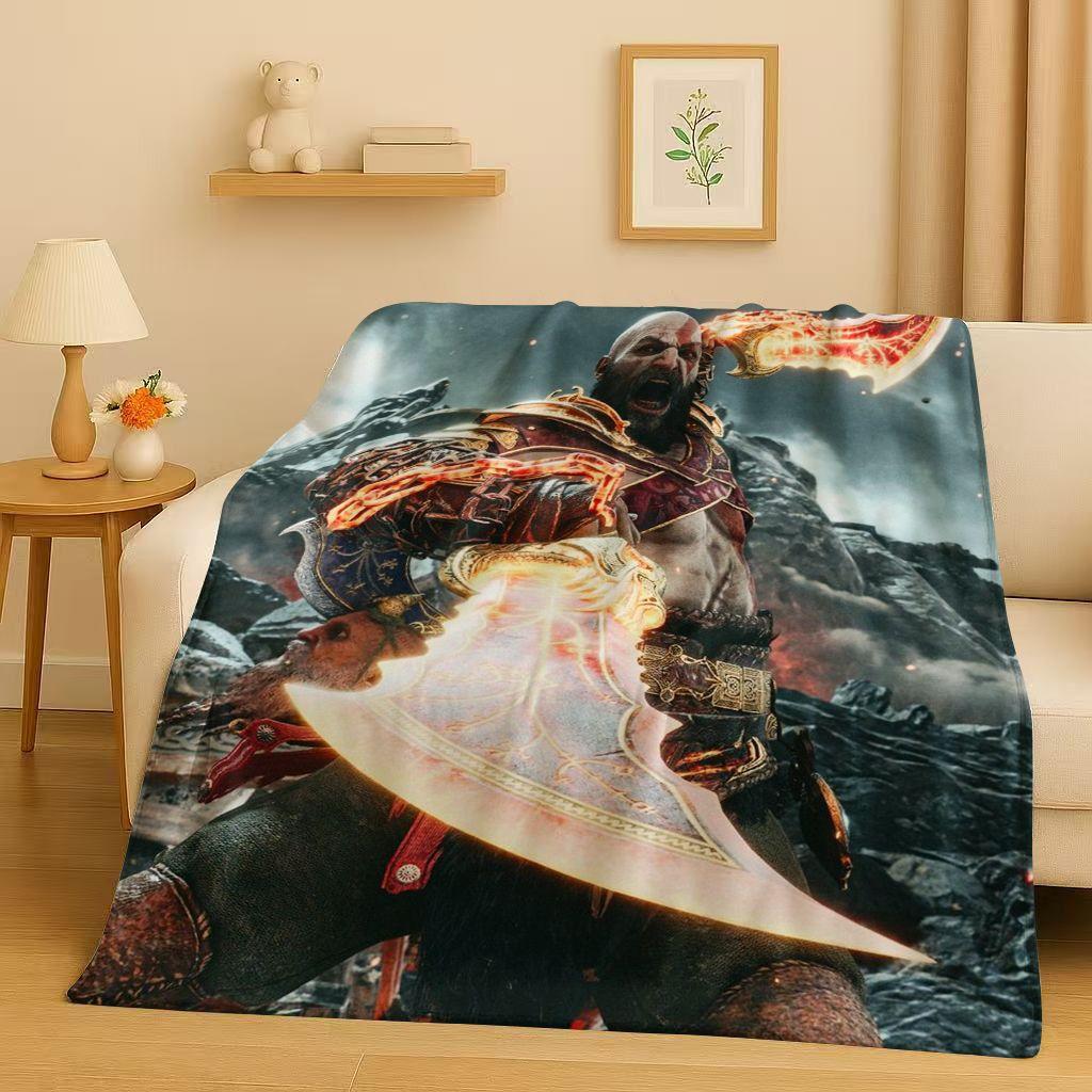 3D Кратос God of War Мультяшный Геймер Фланелевое Одеяло, Ультра Мягкий Теплый Плюшевый Плед для Дома Спальни Кровати Дивана Покрывало Пикника Детей