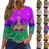 Женские топы с рукавами 3/4, цветочный принт, винтажная мода, повседневные свободные рубашки с круглым вырезом больших размеров