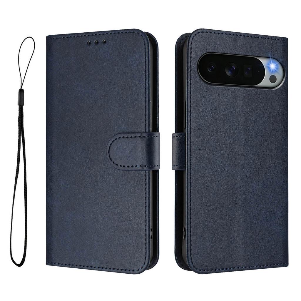 Wallet Case for Pixel - Leather/PU, Blue, With Lanyard