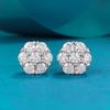 European-American S925 Sterling Silver Moissanite Flower Stud Earrings - Hip-Hop Style, Hot-Selling, Live Streaming Trend