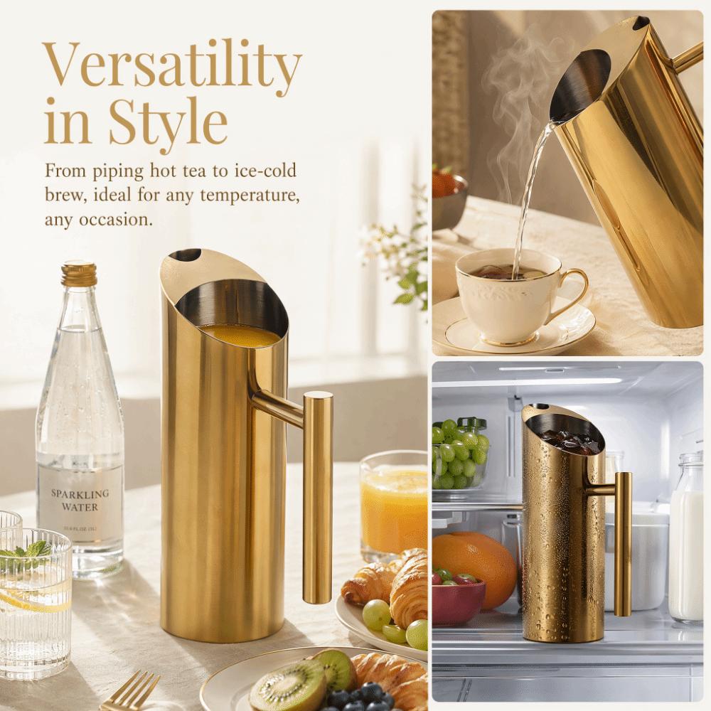 Spill Proof Spout Metal Beverage Pitcher 1 Liter Capacity 1L Metal Pitcher For Bar