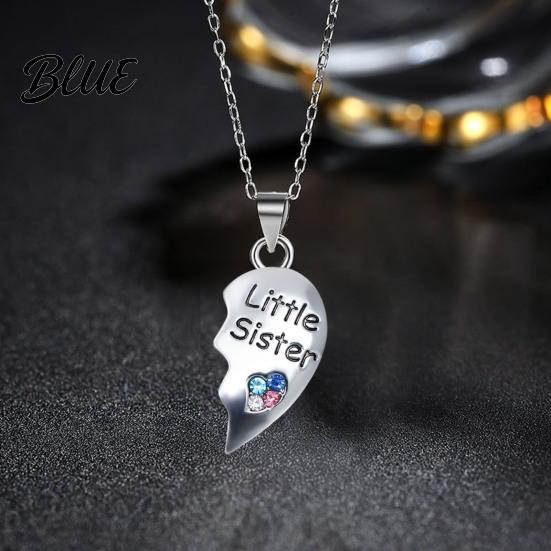 Sister Love Necklace 2Pcs/Set Big And Little Necklaces Rainbow Heart