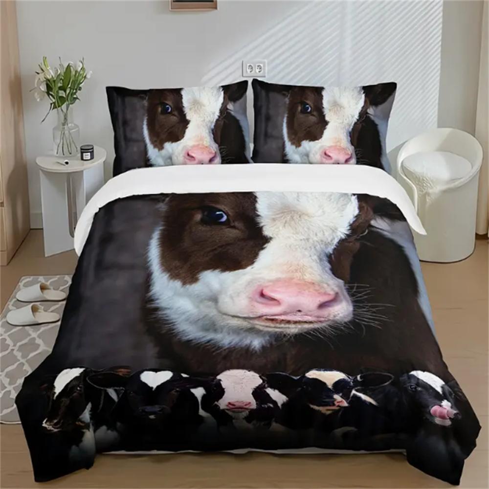 Комплект из 3 пододеяльников из коровьего молока, пододеяльник из коровьего молока для фермерского дома, черно-белое постельное белье в стиле вестерн, для спальни, гостевой комнаты