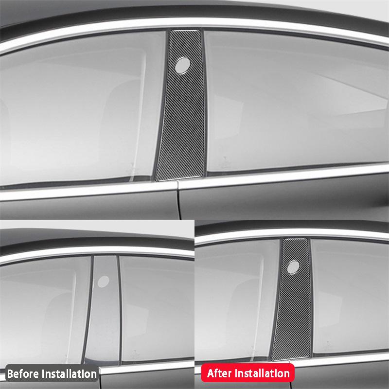 Центральная стойка рулевого колеса из углеродного волокна, крышка подъемника окна, наклейка, украшение, стильные автомобильные аксессуары для модели Tesla