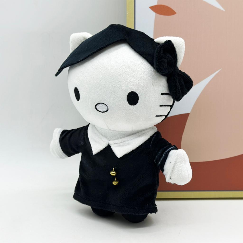 25cm Hello Kitty Wednesday Plush Toy, High Quality Soft Stuffed Doll, Cute Cartoon Character Plush Figure for Gift