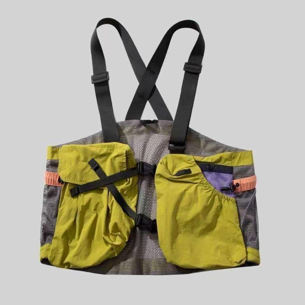 Mesh Material Multi Pocket Vest Breathable Fabric Sleeveless Vest Versatile Mesh Vest Climbing