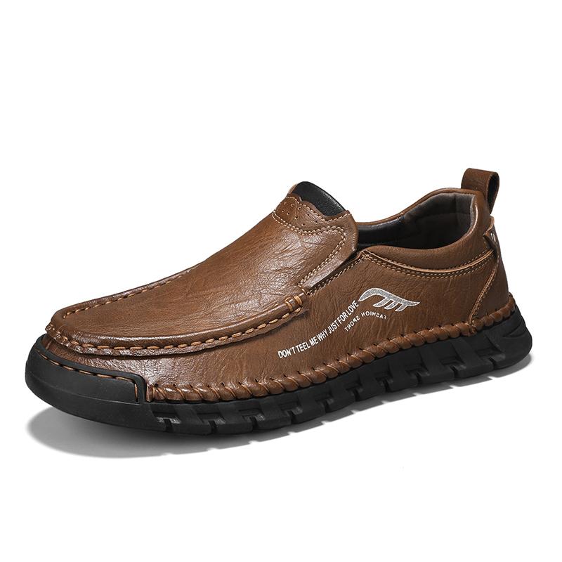 Genuine Leather Walking Shoes Fashion Comfortable Men's Casual Driving Shoes Handmade Male Slip On Flats New Breathable Loafers