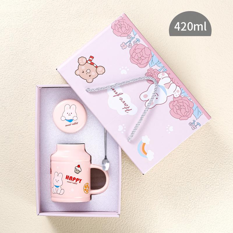 Милая креативная ретро кружка Интернет-знаменитость кролик цветок животное керамическая чашка женская домашняя офисная чашка кролик