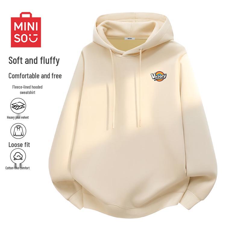MINISO Мужская толстовка с капюшоном из плотного флиса