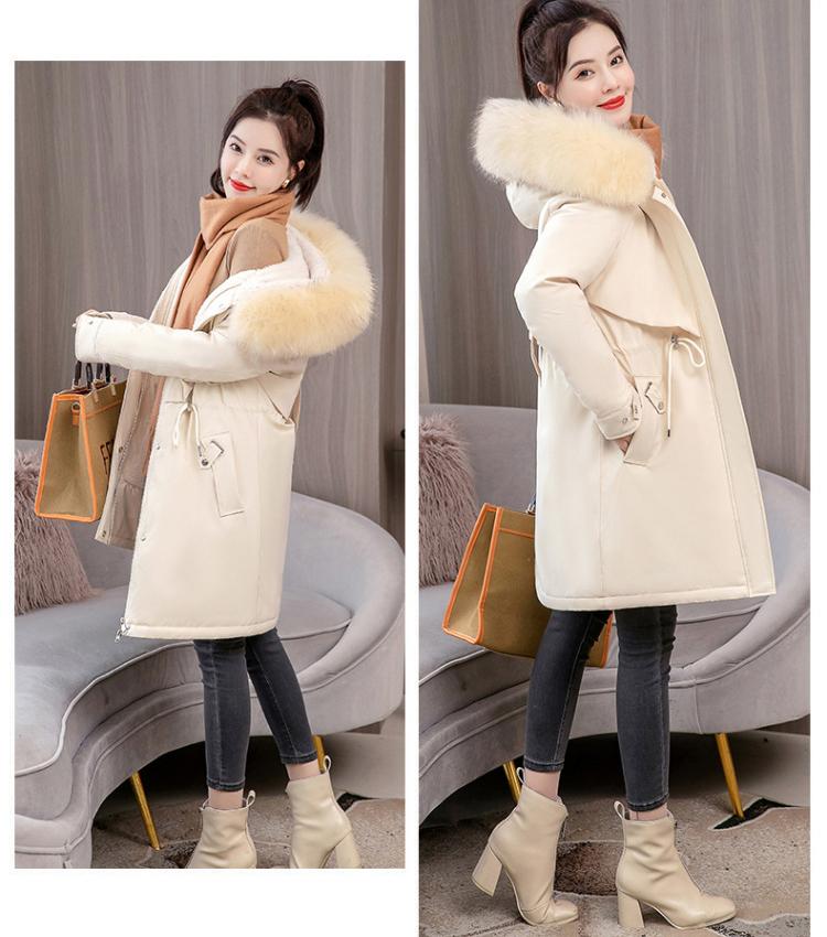 Женское зимнее пальто с подкладкой из искусственного меха с капюшоном, длинное пальто с большим карманом, куртка-пуховик, парки с хлопковой подкладкой, верхняя одежда, пальто, 6 цветов