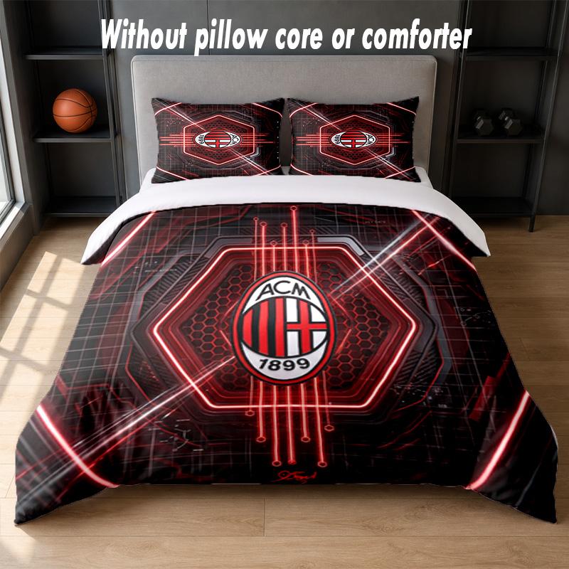 AC Milan Design Bed Bedding Set 1 Duvet Cover + 2 Pillowcases Soft Breathable Household Bed Linens