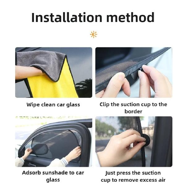 Car Sunshade Summer Black Mesh Side Window Sunscreen Sun Sun Shade Curtain Front Rear Back Sunshade UV Blocking Protection