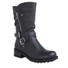 Модные женские сапоги Western Rivet Gothic Mid Calf 2024 осень-зима новые модные женские черные ремешки с пряжкой в стиле панк плюс размер 43 короткие сапоги