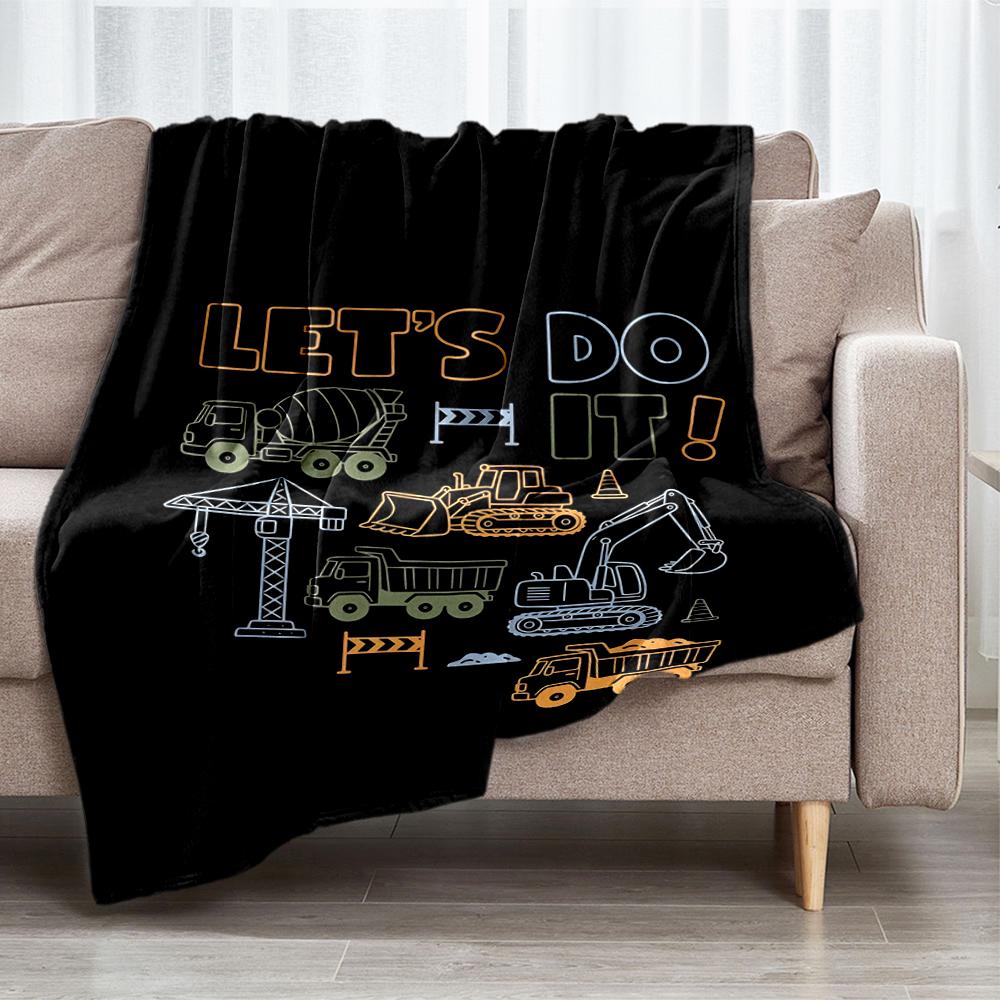 excavator Theme Printed Blanket - Perfect for Couch, Bed, Travel & Outdoor Use | Machine Washable, Cozy & Durable.