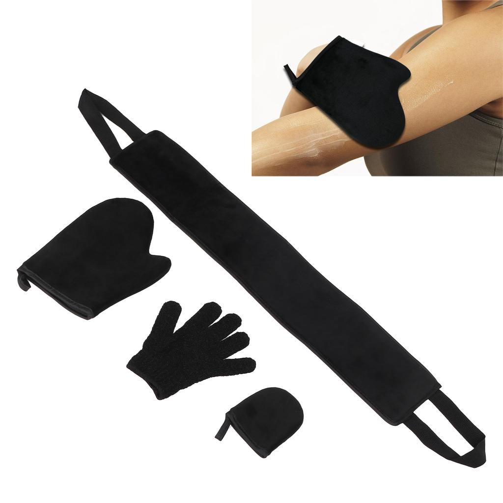 4 шт. Набор аппликаторов-рукавиц для автозагара Мягкая губка Крем-лосьон для загара Мусс Масло Полоска для нанесения на спину