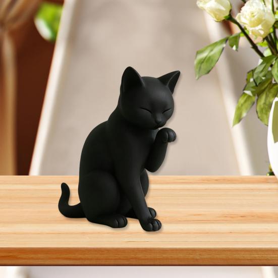 Модель Черной Кошки, Миниатюрное Украшение в Форме Кошки, 3D-печатная Матовая Черная Декоративная Фигурка для Рабочего Стола, Прихожей, Спальни