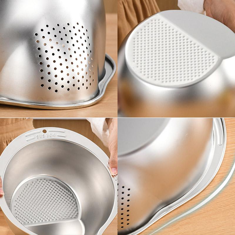 Rice Washer Strainer Bowl Stainless Steel 304 Washing Bowl Rice Strainer for Washing Fruits Vegetables and GrainsKitchen Tools6