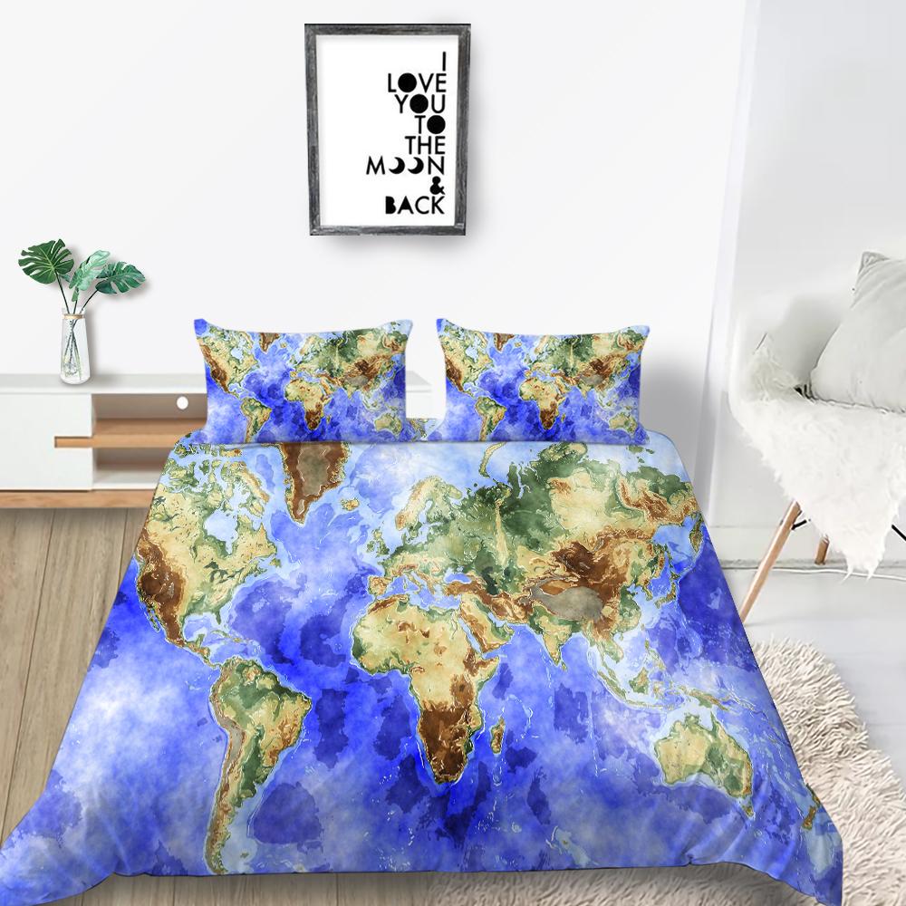 Новая мода Мода Стиль Duver Чехол Набор Уникальный Дизайн Пододеяльник Набор Мальчиков Подростков King Queen Size Роскошные Постельные Принадлежности Костюм Карта Постельные Наборы