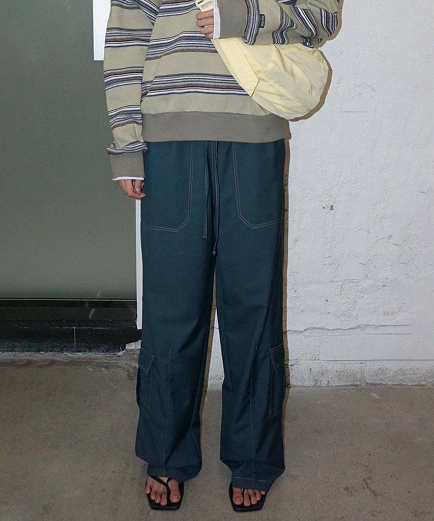SCULPTOR Stitch Detail Carpenter Pants Teal
