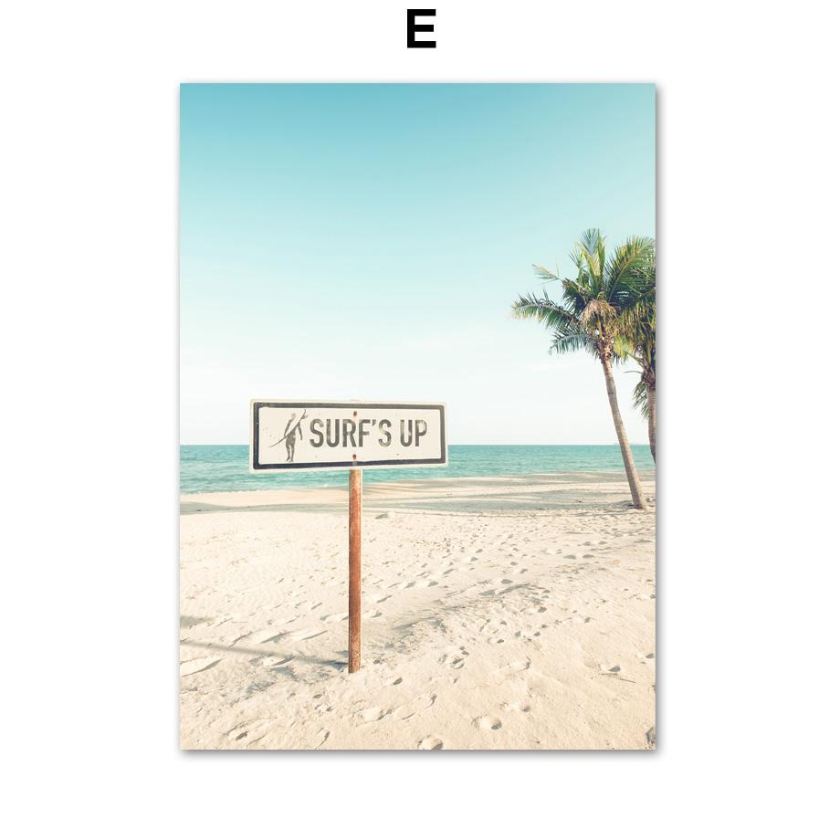 Beach Surf Sea Car Coconut Tree Landscape Nordic Posters And Prints Wall Art Canvas Painting Wall Pictures For Living Room Decor