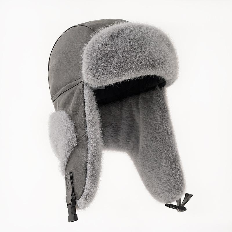 Кепка Lei Feng из искусственной кожи, плюшевая, мужская, зимняя, теплая, утолщенная, для защиты ушей, женская, водонепроницаемая, для езды на велосипеде от ветра и холода