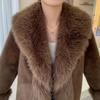 Женское меховое пальто из меха норки излучает стройность и удлиненность.. Золотая норковая шуба большого размера, зимний новый стиль