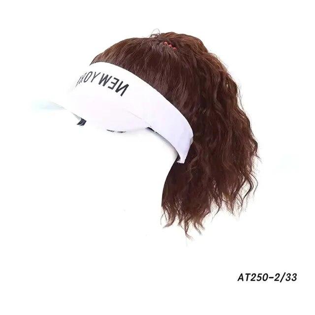 Шляпа парик с синтетическими волосами, летняя шляпа от солнца, бейсболка, короткие волнистые вьющиеся волосы для женщин, мода