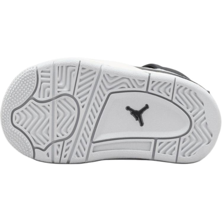 Jordan Детские кроссовки Air Jordan 4, нескользящие, износостойкие, средней высоты, для малышей, серо-черные, для младенцев и малышей FZ8584-070
