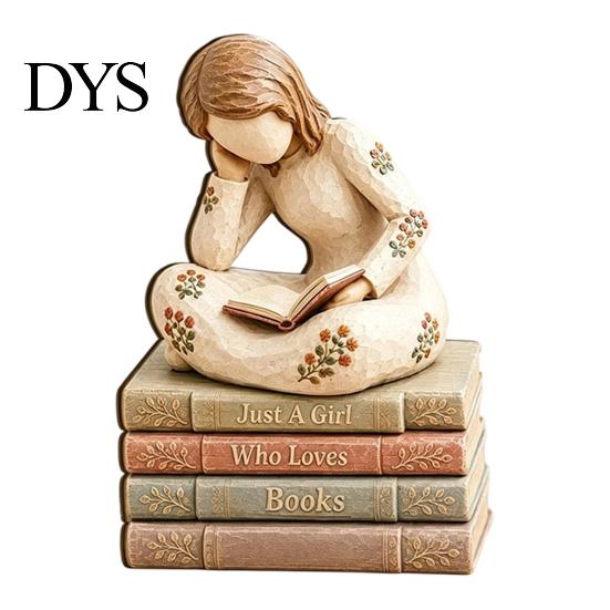 Украшения для книжных полок в читальном зале, деревянная фигурка девочки для любителей книг, персонализированный декор для настольной книжной полки со штабелируемым дизайном, домашняя библиотека, кабинет