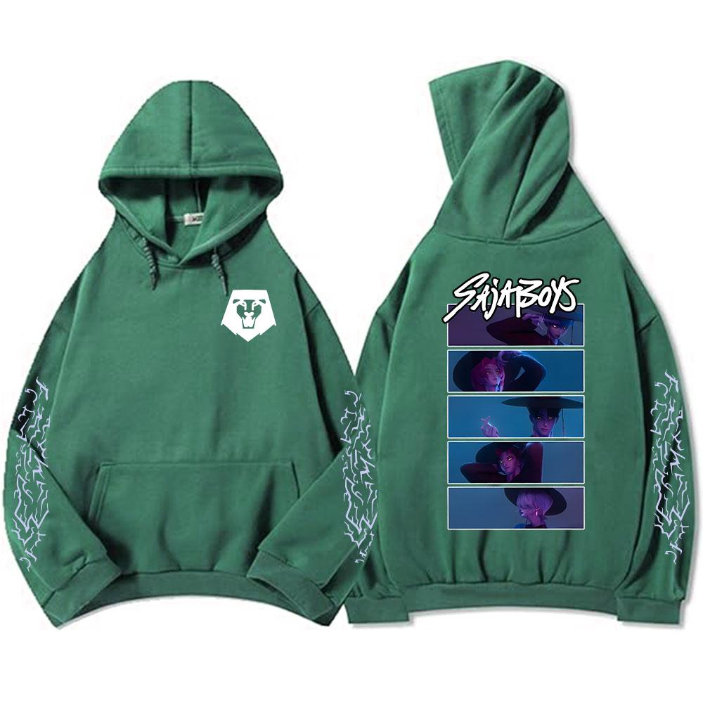 K-pop Охотники на демонов Saja Boys Светящаяся в темноте Толстовка с длинным рукавом Модная толстовка Повседневная с принтом фильма Унисекс