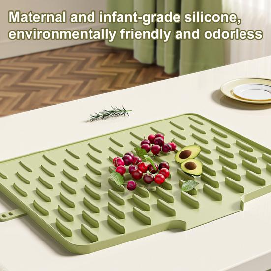 Коврик для сушки посуды Термостойкий силиконовый кухонный коврик для сушки Нескользящий коврик для кухонной столешницы Предотвращает скопление воды для горячих кастрюль сковородок Приготовление еды