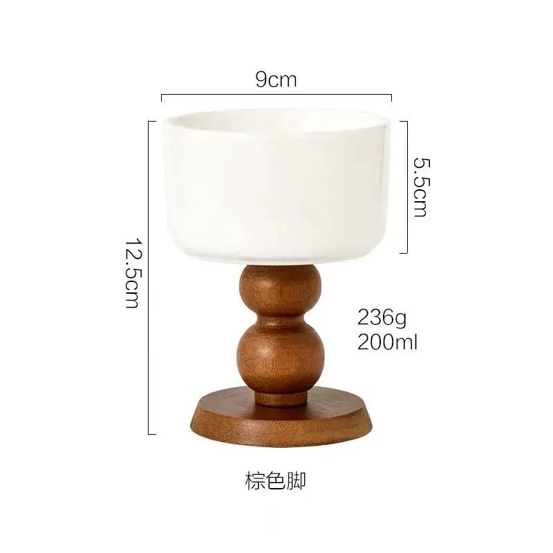 Новая креативная керамическая тарелка для закусок в стиле ретро на высоких ножках, изысканная чаша для чая, фруктов и блюдца, французская десертная чаша, высокий деревянный бокал для вина