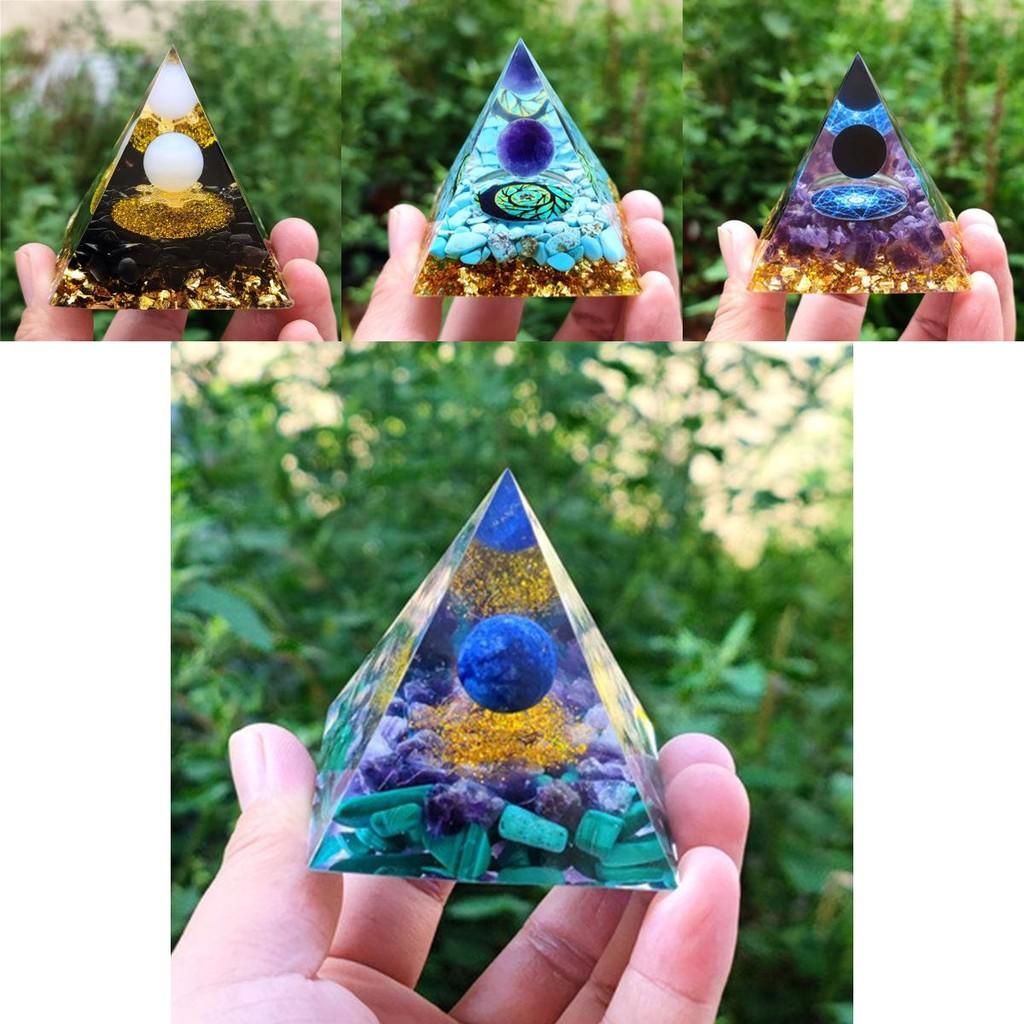 Orgonite Chakra Energy Pyramid Amethyst Crystal Home Decor Meditation Ornament Craft Gift