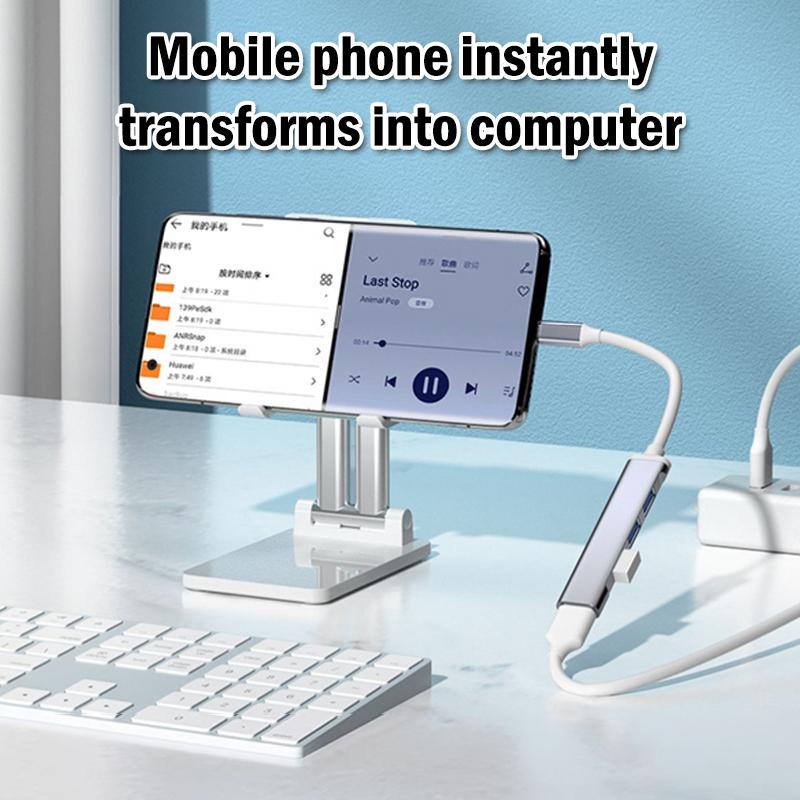 Мини-хаб USB Type-C, 4-портовый адаптер, USB 3.1, мульти-разветвитель 4-в-1, док-станция, ультратонкий, сверхскоростной, алюминиевый, для компьютера, ноутбука, ПК