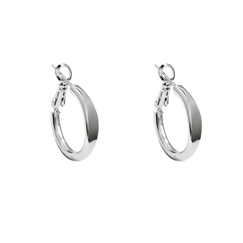 Серьги-кольца с серебряной иглой и серебряным пигментом, женские, холодный темперамент, универсальные серьги, дизайнерская простота серег