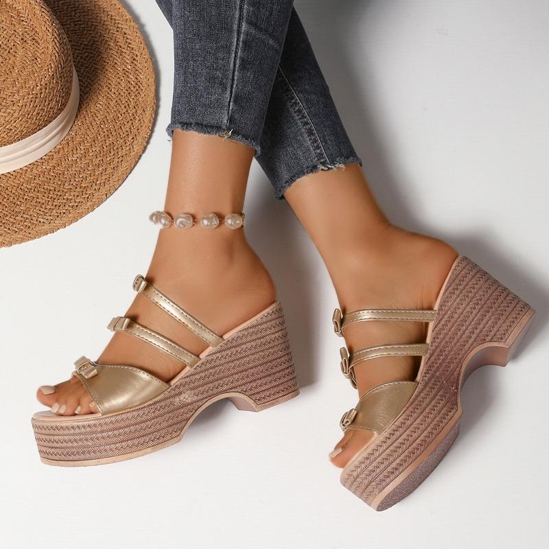 Женские летние сандалии на платформе N Nü, босоножки на танкетке с открытым носком, на высоком каблуке, с бантом