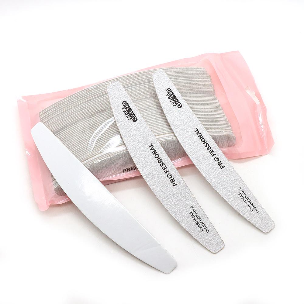 Отрывные шлифовальные листы серо-белого цвета: Сменный пилочка-полумесяц с сердцевиной из нержавеющей стали для придания формы и нейл-арта