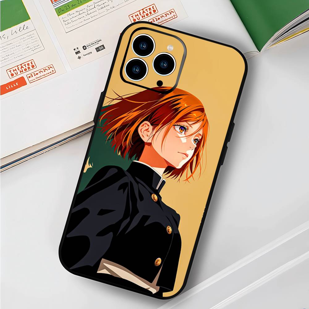 Чехол для телефона Kugisaki Nobara Аниме Jujutsu Kaisen Для IPhone 17 Air 16 15 14 13 Pro Max 11 12 Черный Силиконовый Чехол