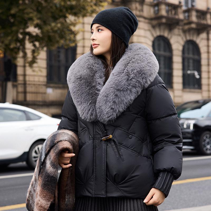 Women's Winter Thick Short PufferJacket Big Faux Fur Collar