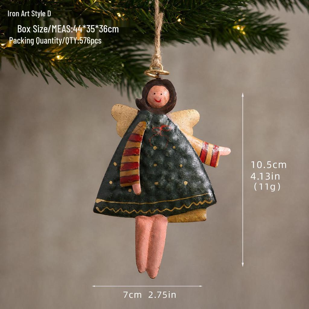 Европейский и американский ретро жестяной ornament Девочка для Рождественской елки: Железный ангел, подвеска, ручная роспись