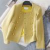 Fashionable Short French-style Coat Yellow for Women's Fall and Winter Seasons