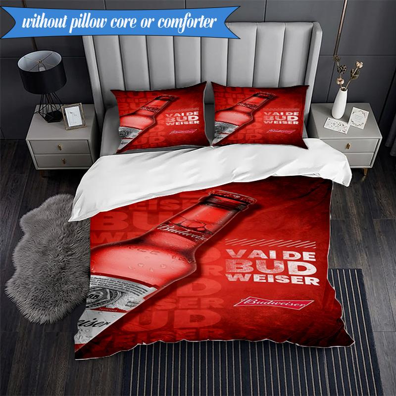 3PCS Budweiser Galaxy Bow Tie Bedding Set 2D Printing (Includes 1 Duvet Cover + 2 Pillowcases Coreless), Bedroom decor,Fan gift