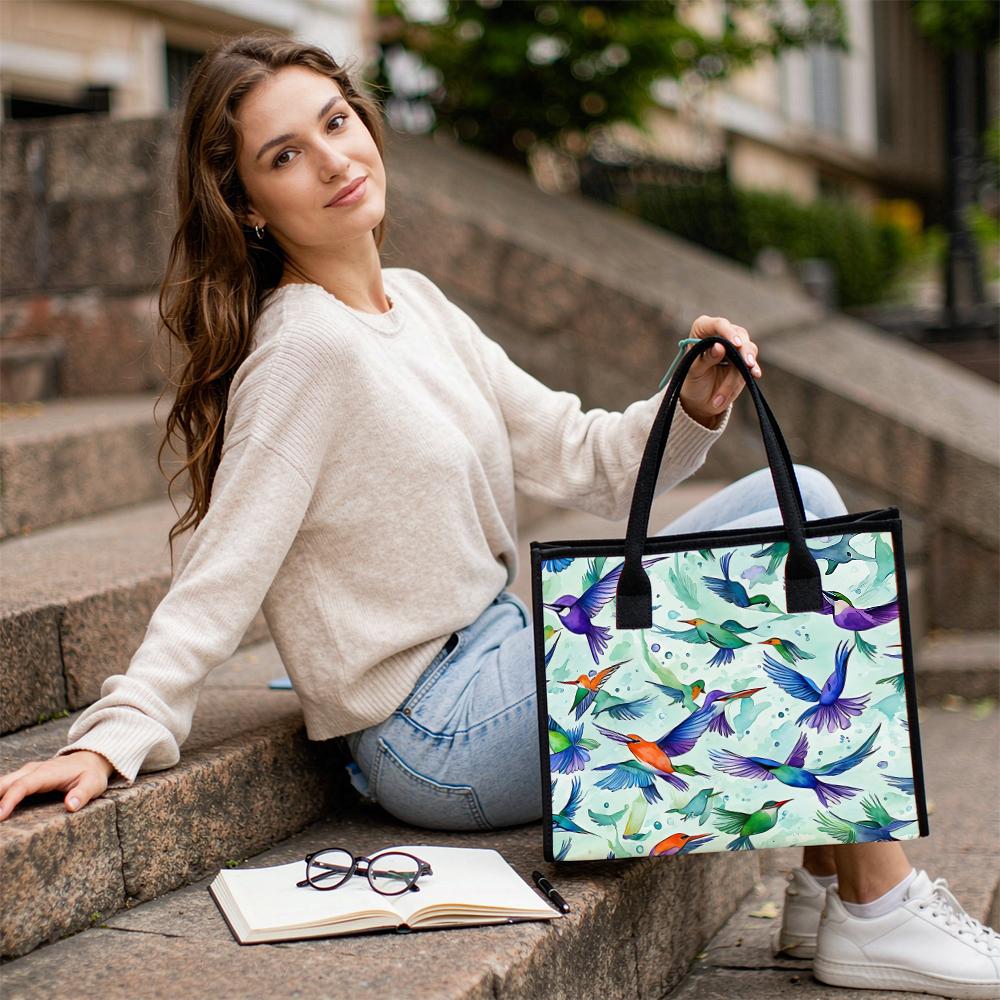 Hummingbird Print Tote Bag Portable Daily Use Fashion Carry Bag Casual Outdoor Shopping Shoulder Bag