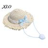 Pet Beach Hat Cat Straw Hat, Sun with Lace And Bow, Summer Lightweight Headwear Cute Protection for Cats Small Dogs Outdoor Walks Adjustable
