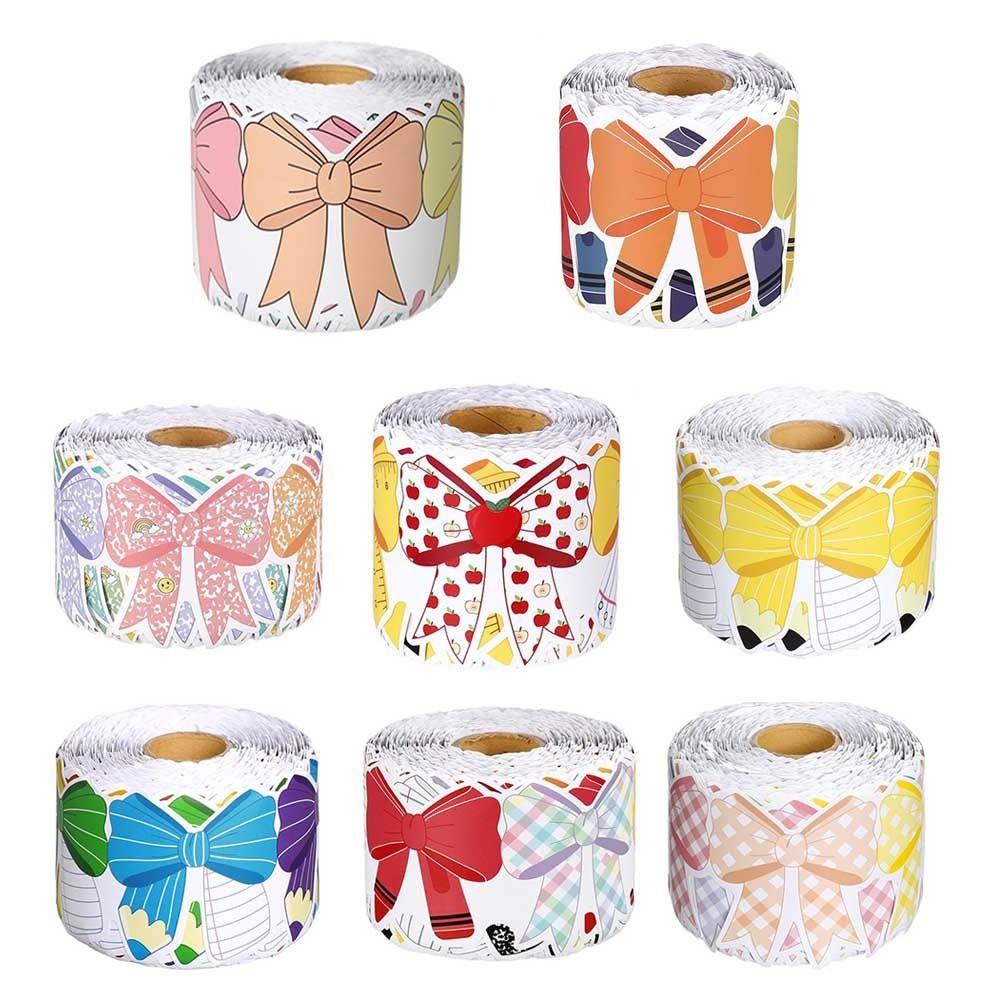 Self-Adhesive Bulletin Board Trim Colorful Bow Poster Border Stickers for Classroom Decorations